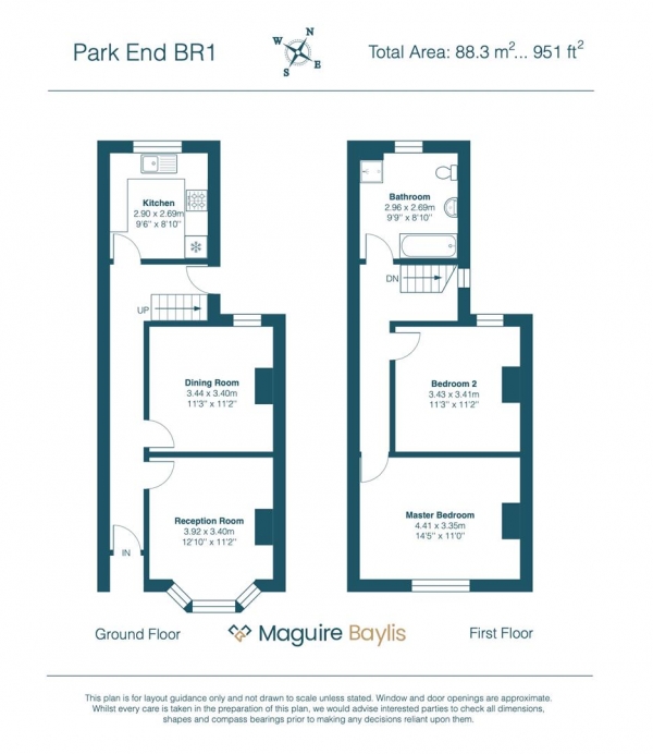 Floor Plan Image for 2 Bedroom Semi-Detached House for Sale in Park End, Bromley, BR1