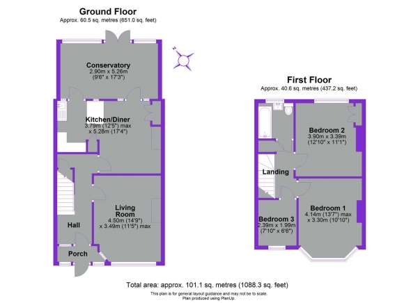 Floor Plan Image for 3 Bedroom Semi-Detached House for Sale in Queen Anne Avenue, Bromley, BR2