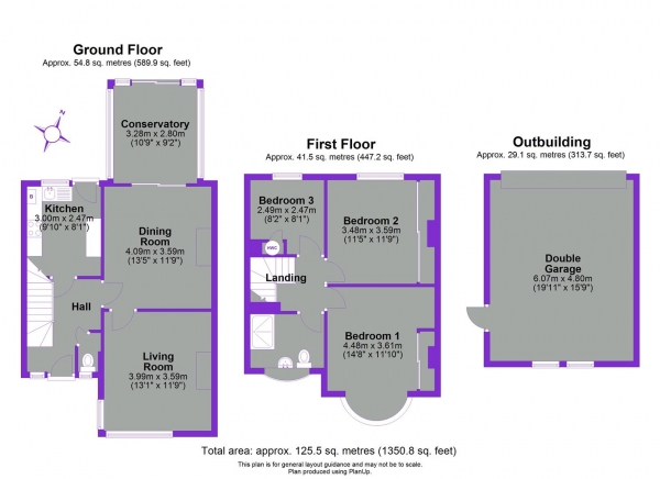 Floor Plan Image for 3 Bedroom Terraced House for Sale in Ridgeway Drive, Bromley, BR1