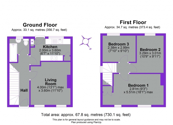 Floor Plan for 3 Bedroom Terraced House for Sale in Castleton Road, London, SE9, SE9, 4DE -  &pound425,000