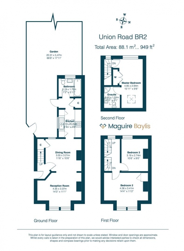 Floor Plan Image for 3 Bedroom Terraced House for Sale in Union Road, Bromley