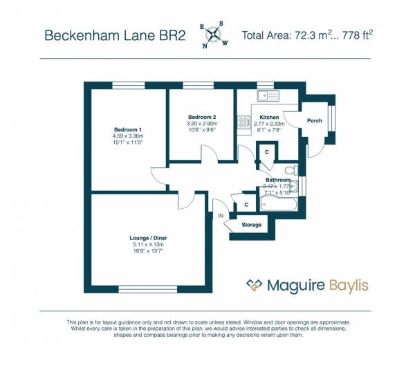 Floor Plan Image for 2 Bedroom Maisonette for Sale in Beckenham Lane, Bromley, BR2