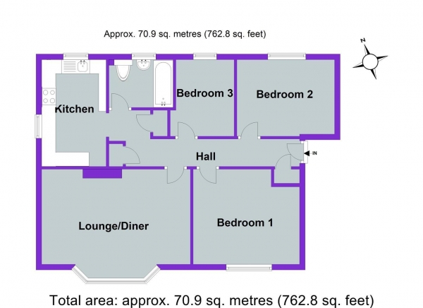 Floor Plan Image for 3 Bedroom Flat to Rent in Bromley Road, Shortlands, Bromley, BR2