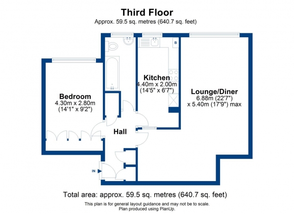 Floor Plan Image for 1 Bedroom Apartment for Sale in Shortlands Grove, Shortlands, Bromley, BR2