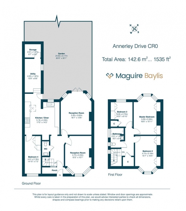 Floor Plan for 4 Bedroom Semi-Detached House for Sale in Annesley Drive, Croydon, CR0, 8QX -  &pound650,000