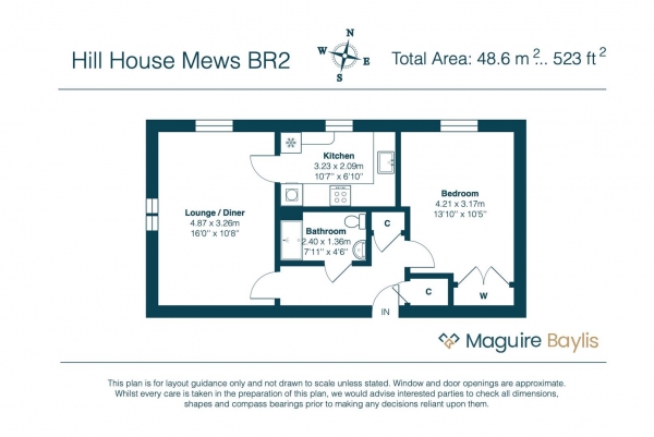 Floor Plan Image for 1 Bedroom Flat for Sale in Hill House Mews, Bromley, BR2