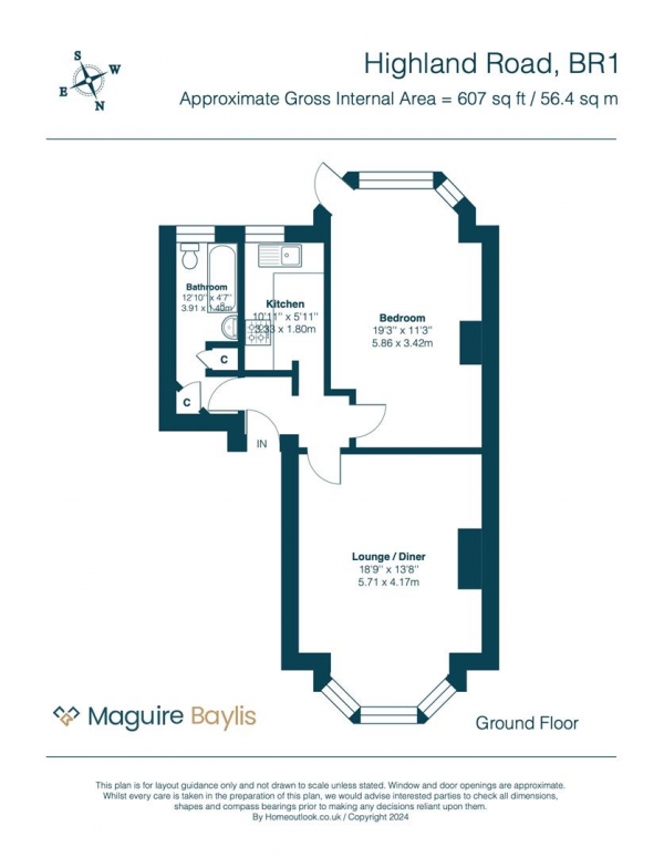 Floor Plan Image for 1 Bedroom Flat for Sale in Highland Road, Bromley, BR1