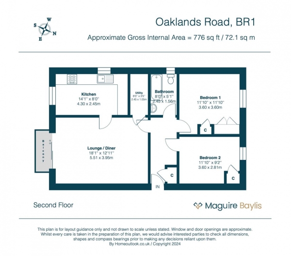 Floor Plan Image for 2 Bedroom Apartment for Sale in Oaklands Road, Bromley, BR1