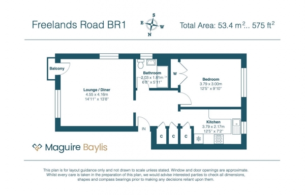 Floor Plan Image for 1 Bedroom Apartment for Sale in Freelands Road, Bromley, BR1