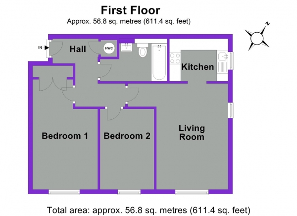 Floor Plan Image for 2 Bedroom Apartment for Sale in 208 Durham Avenue, Bromley, BR2