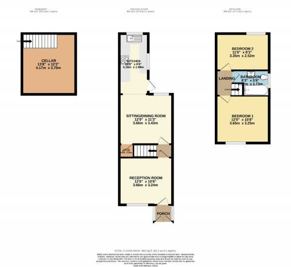 Floor Plan Image for 2 Bedroom Semi-Detached House for Sale in Moscow Road East, Edgeley, Cheshire