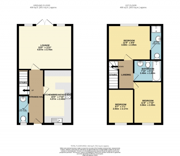 Floor Plan Image for 3 Bedroom Terraced House for Sale in Marbury Close, Cheadle Heath, Stockport