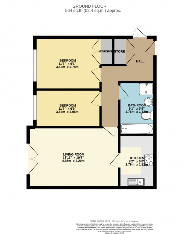 Floor Plan Image for 2 Bedroom Flat for Sale in Grosvenor Court, Cheadle, Cheshire