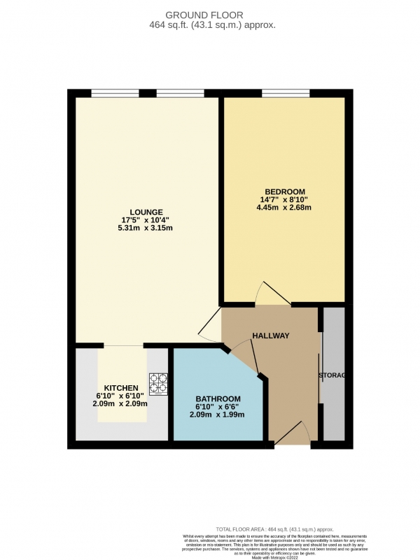 Floor Plan Image for 1 Bedroom Flat for Sale in Whitegates, Cheadle, Cheshire