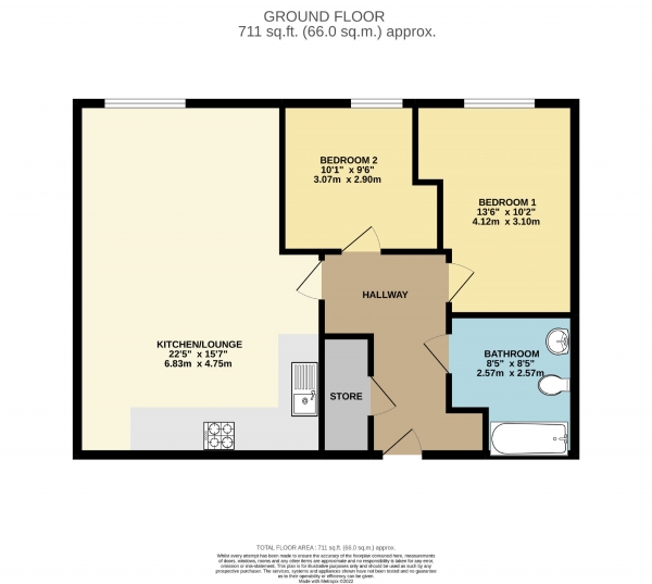 Floor Plan Image for 2 Bedroom Flat for Sale in 196 Altrincham Road, Sharston, Manchester