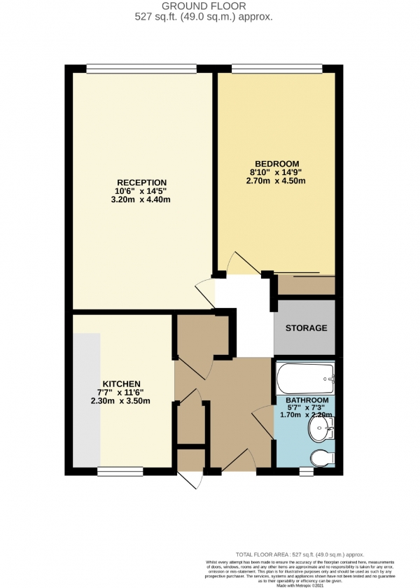 Floor Plan Image for 1 Bedroom Flat for Sale in Weighton Road, Anerley, London