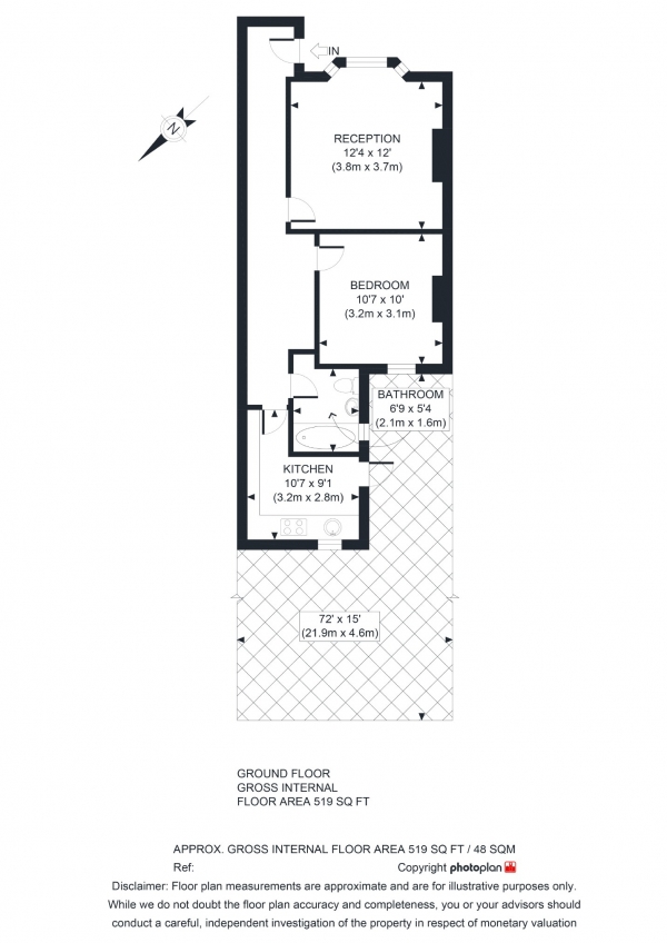 Floor Plan Image for 1 Bedroom Flat for Sale in Mosslea Road, Penge, London