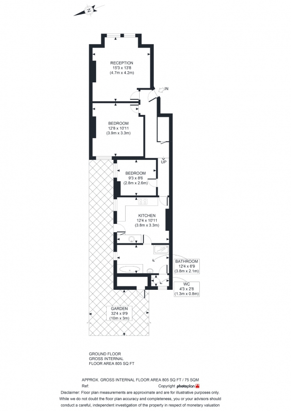 Floor Plan Image for 2 Bedroom Flat for Sale in Wiverton Road, Sydenham, London