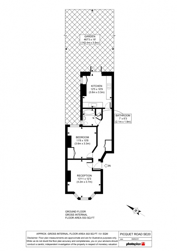 Floor Plan Image for 1 Bedroom Flat for Sale in Piquet Road, Penge, London