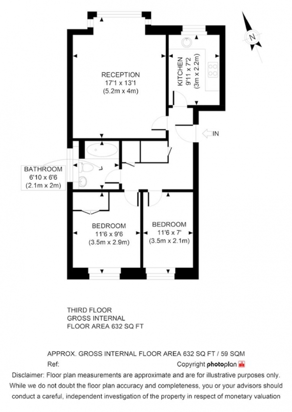 Floor Plan Image for 2 Bedroom Flat for Sale in Jasmine Grove, Penge