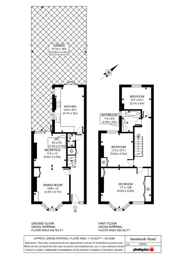 Floor Plan for 3 Bedroom Property for Sale in Kenilworth Road, Penge, London, SE20, SE20, 7QG - Offers in Excess of &pound700,000