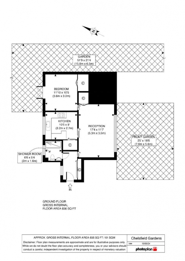 Floor Plan for 1 Bedroom Maisonette for Sale in Chelsfield Gardens, London, SE26, 4DJ - Offers Over &pound375,000