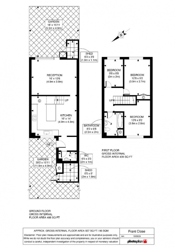 Floor Plan Image for 3 Bedroom Property for Sale in Frant Close, Penge