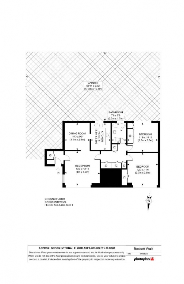 Floor Plan Image for 2 Bedroom Flat for Sale in Beckett Walk, Beckenham, kent