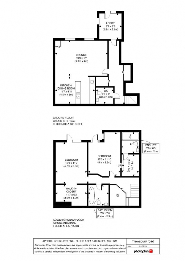 Floor Plan for 2 Bedroom Flat for Sale in Trewsbury Road, Sydenham, London, SE26, 5DW - Guide Price &pound525,000