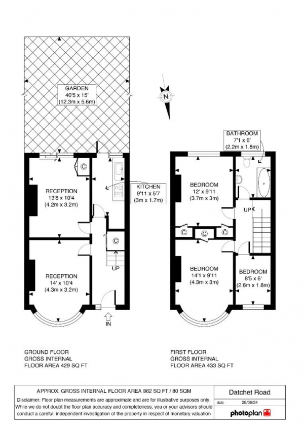 Floor Plan for 3 Bedroom Property for Sale in Datchet Road, London, SE6, 4BY - Guide Price &pound525,000