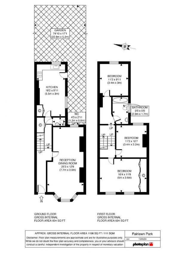 Floor Plan for 3 Bedroom Property for Sale in Fairlawn Park, Sydenham, London, SE26, 5SD - Guide Price &pound700,000