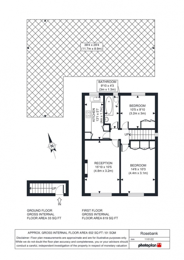 Floor Plan for 2 Bedroom Flat for Sale in Rosebank, Anerley, London, SE20, 8NL - Guide Price &pound425,000