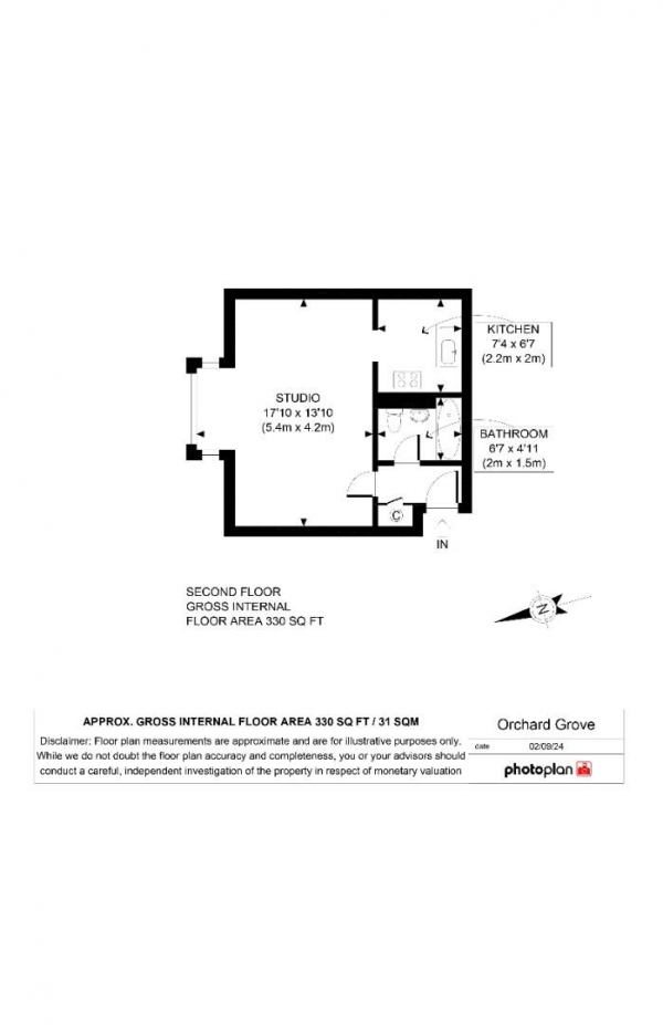 Floor Plan Image for 1 Bedroom Studio for Sale in Orchard Grove, Anerley, London