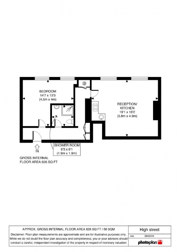 Floor Plan Image for 1 Bedroom Flat for Sale in High Street, Penge, London, SE20