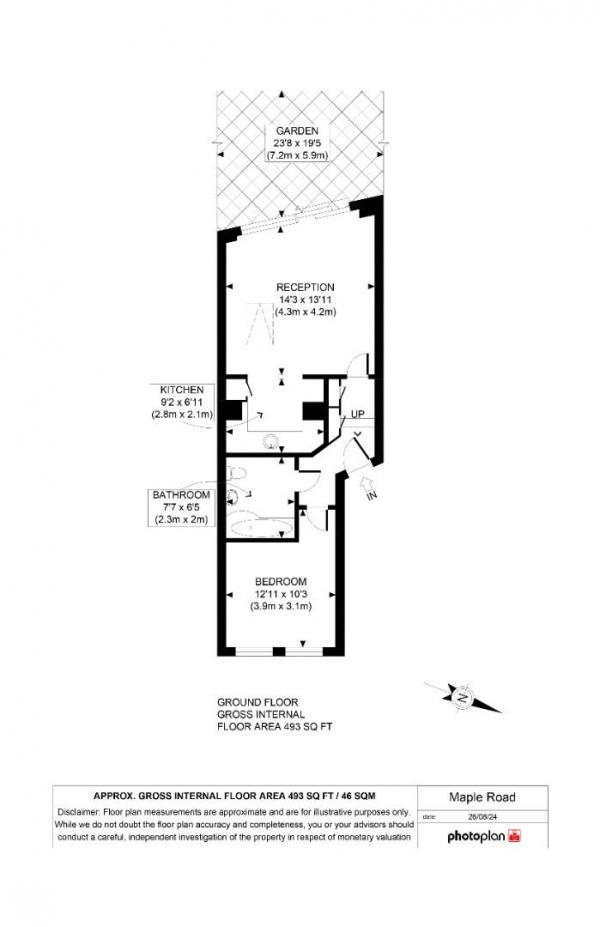 Floor Plan Image for 1 Bedroom Flat for Sale in Maple Road, Flat 1, London