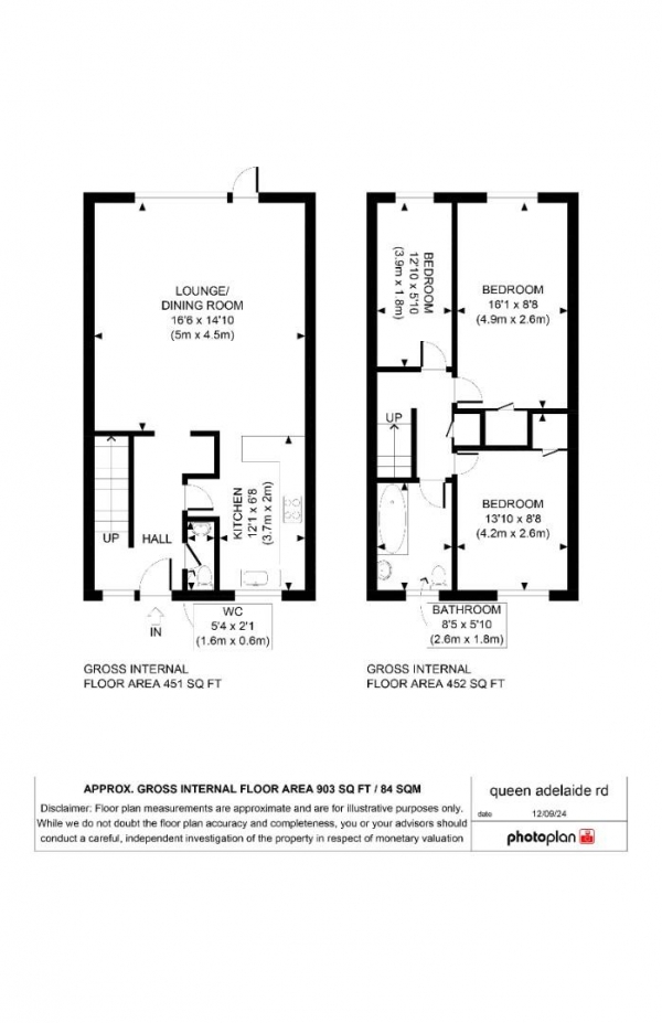 Floor Plan Image for 3 Bedroom Flat for Sale in Queen Adelaide Road, London