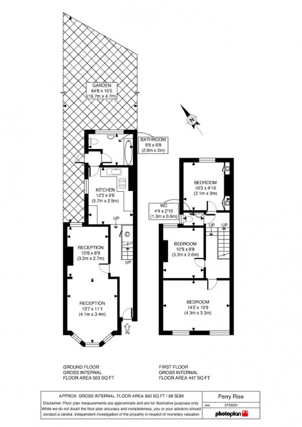 Floor Plan Image for 3 Bedroom Property for Sale in Perry Rise, London