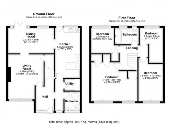 Floor Plan for 4 Bedroom Semi-Detached House for Sale in Granta Road, Cambridge, Cambridgeshire, CB22, CB22, 3HT -  &pound390,000