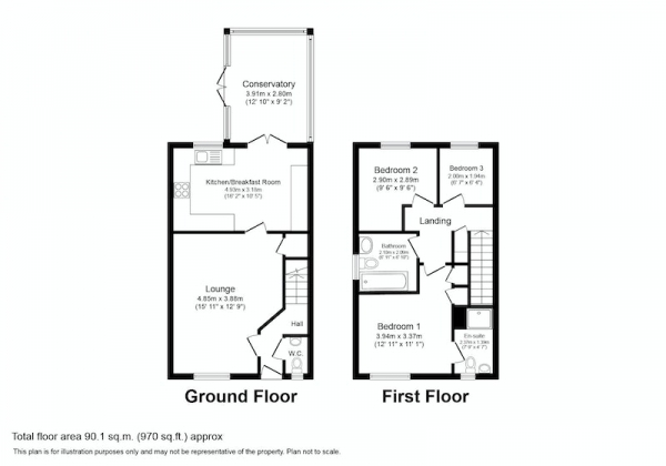 Floor Plan Image for 3 Bedroom End of Terrace House for Sale in Franklins, Rickmansworth, Herefordshire, WD3