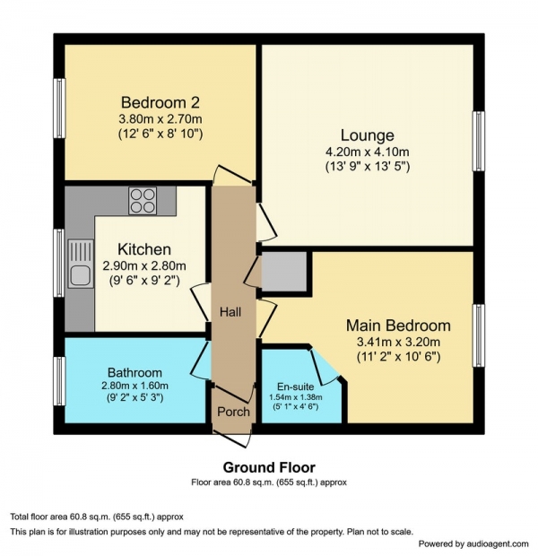 Floor Plan Image for 2 Bedroom Flat for Sale in Vine Lane, Birmingham, West Midlands, B27