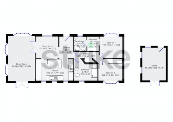 Floor Plan Image for 2 Bedroom Park Home for Sale in Roecliffe park, York, North Yorkshire, YO51