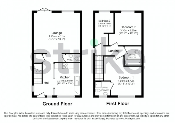 Floor Plan Image for 3 Bedroom Semi-Detached House for Sale in Fieldfare, Leighton Buzzard, Bedfordshire, LU7