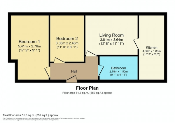 Floor Plan Image for 2 Bedroom Flat for Sale in Hobs Road, Lichfield, Staffordshire, WS13