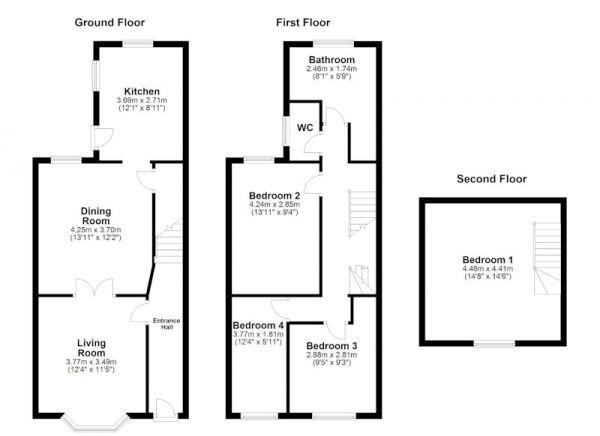 Floor Plan Image for 4 Bedroom Terraced House for Sale in Hoyle Mill Road, Barnsley, South Yorkshire, S70