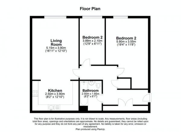 Floor Plan Image for 2 Bedroom Flat for Sale in Violet Road, London, London, E3