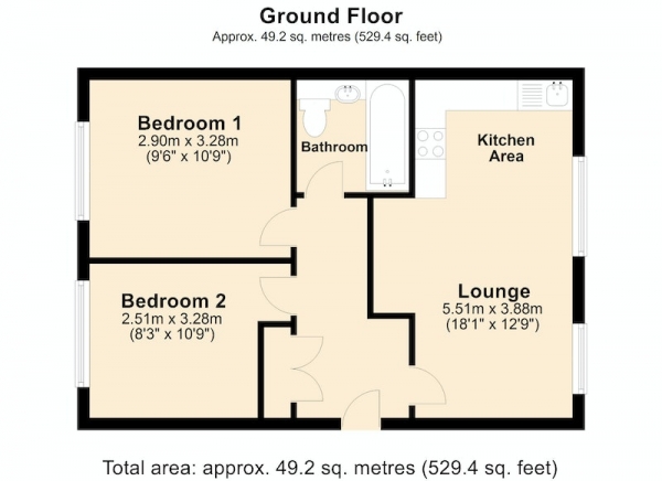 Floor Plan Image for 2 Bedroom Flat for Sale in Talehangers Close, Bexleyheath, Kent, DA6