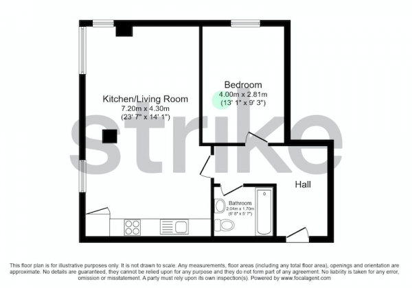 Floor Plan Image for 1 Bedroom Flat for Sale in Dalton Street, Manchester, Greater Manchester, M40