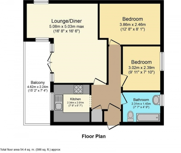 Floor Plan for 2 Bedroom Maisonette for Sale in Riffams Drive, Basildon, Essex, SS13, SS13, 1BQ - Shared Ownership &pound130,000