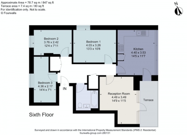 Floor Plan Image for 3 Bedroom Flat for Sale in Frank Whipple Place, London, London, E14