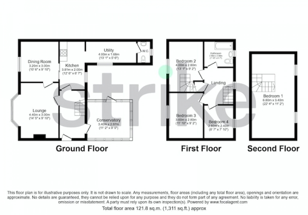 Floor Plan Image for 4 Bedroom Semi-Detached House for Sale in Common Road, Dunstable, Bedfordshire, LU6